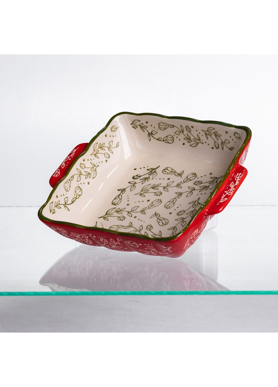 Форма для запекания фарфоровая Vintage квадратная 20х16,5 см красная для мяса и овощей посуда для запекания Yiwu (370432278)