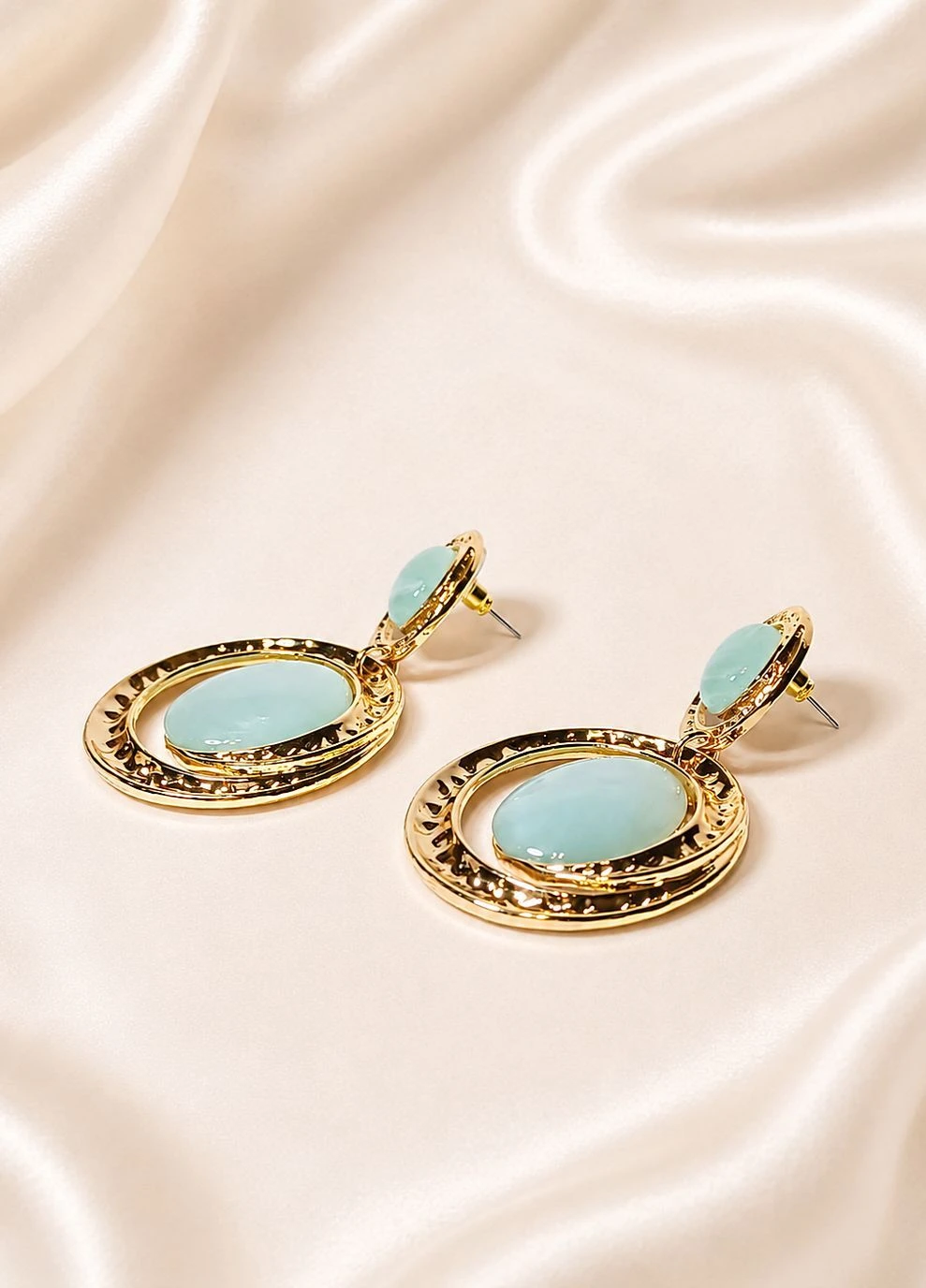 Серьги di classe Acqua Oro з м’ятно-аквамариновими кабошонами (398958241)
