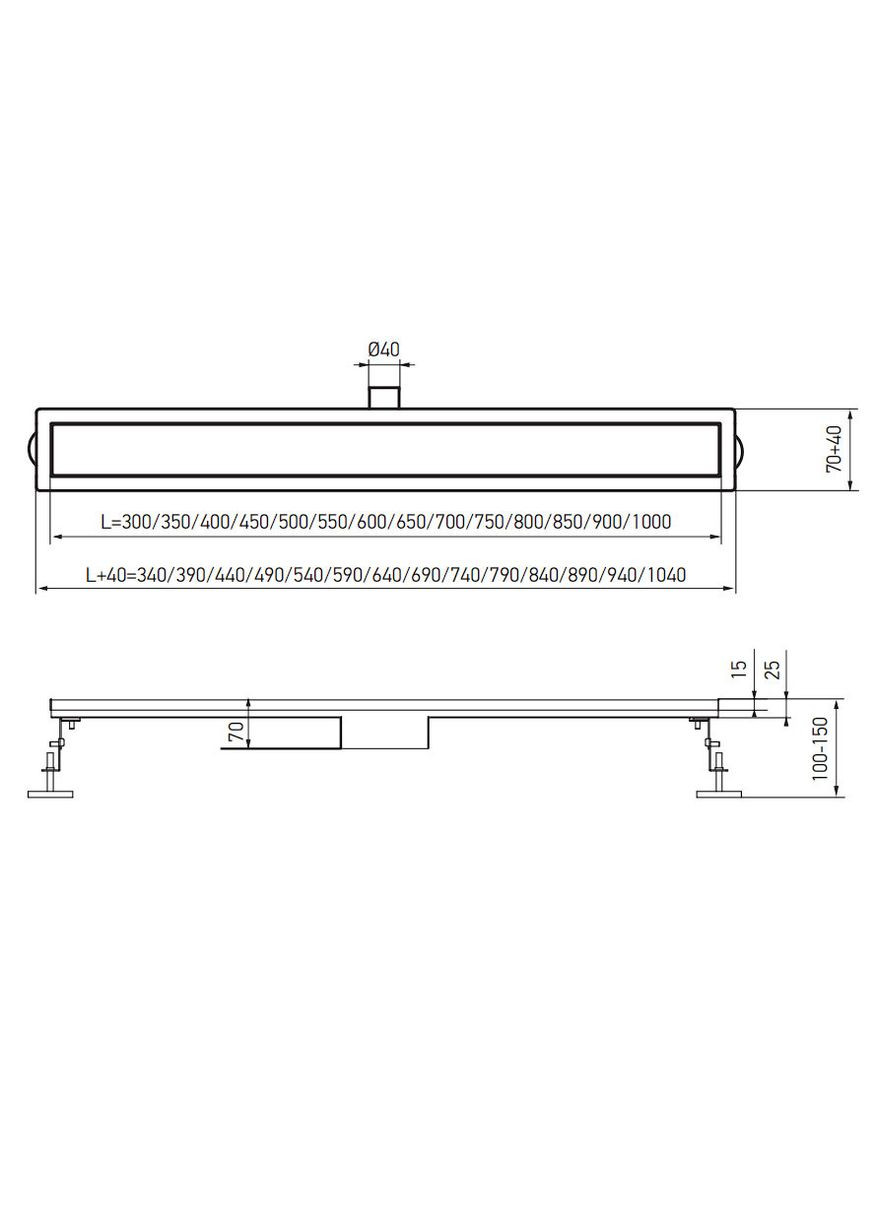 Душовий трап із нержавіючої сталі SUS304 FD20-70x750 (KR4744) KOER (315702519)
