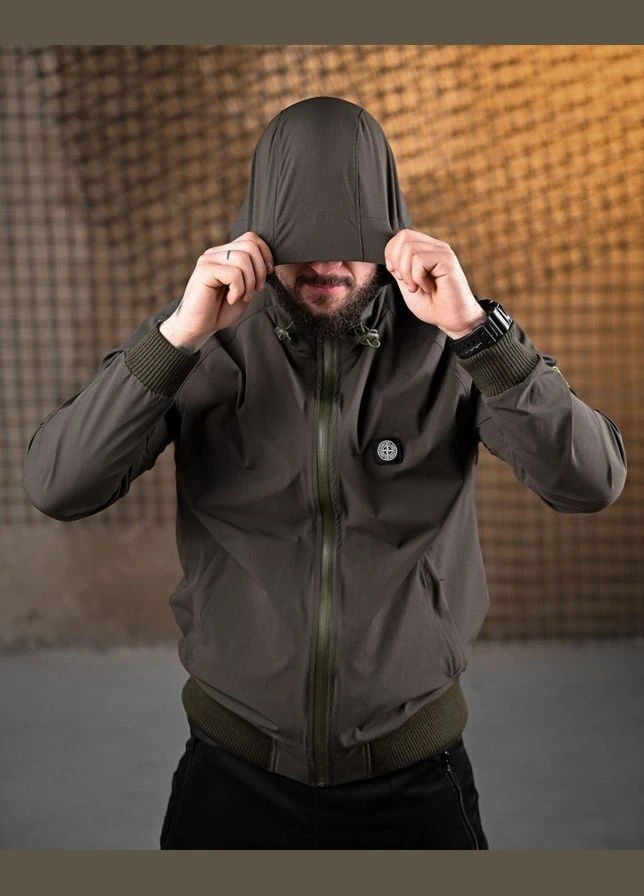 Ветровка Stone Island городская Олива водоотталкивающая эластичная с карманами T800 No Brand (340557620)