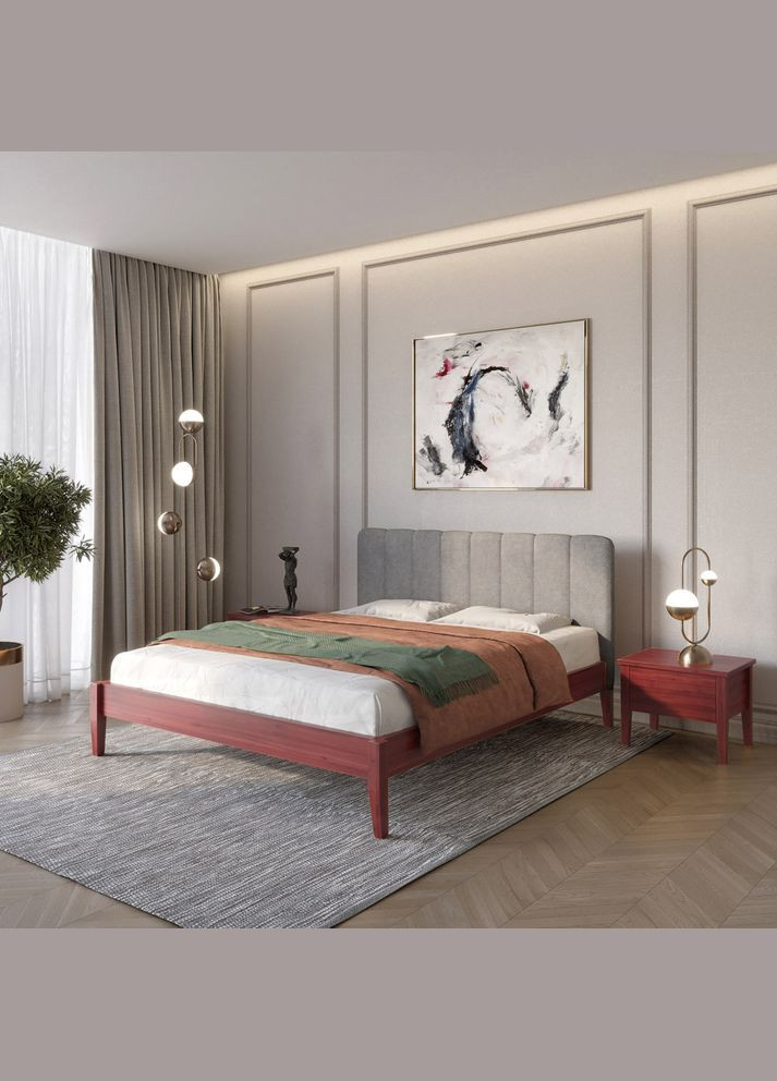 Двоспальне дерев'яне ліжко Лондон ДК /Аляска 93 (Сірий) Б1 140х190 см (MBG-6649) Mebigrand (368283140)