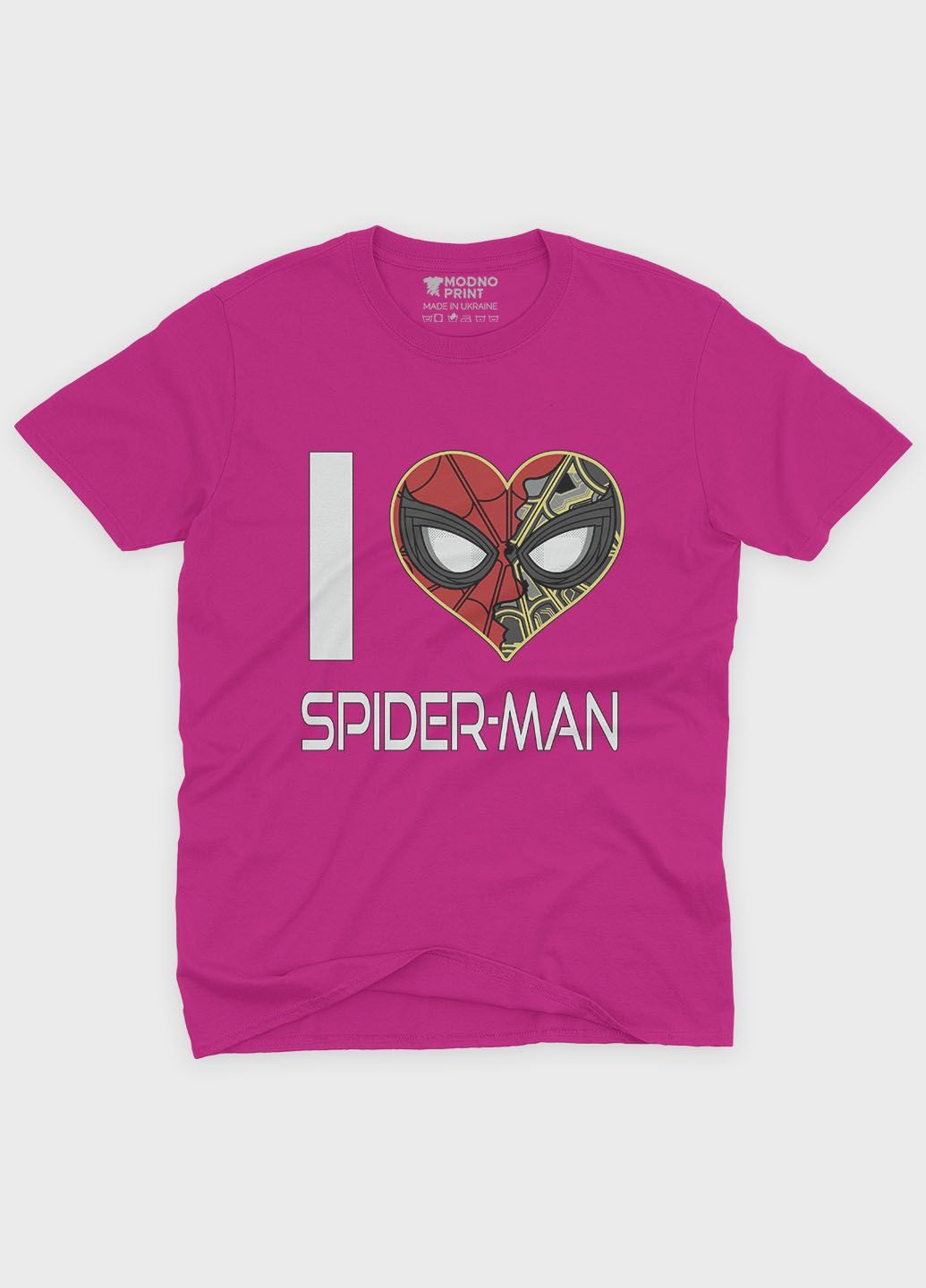 Рожева демісезонна футболка для хлопчика з принтом супергероя - людина-павук (ts001-1-fuxj-006-014-091-b) Modno