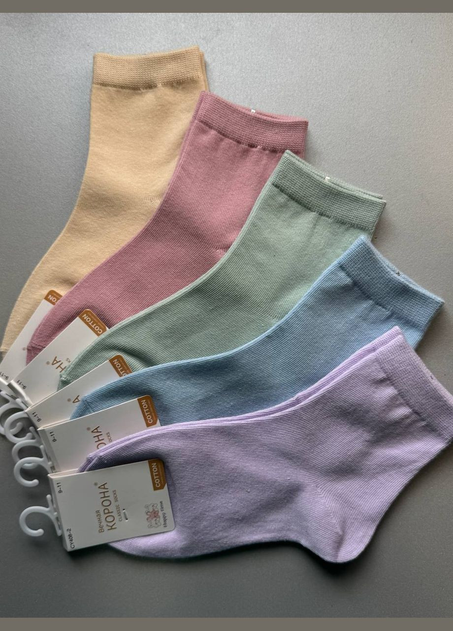 Комбіновані 5 пар якісні демисезонні однотонні класичні шкарпетки Корона однотонні (324625583)