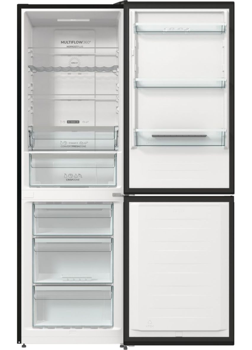 Холодильник NRK619EABXL4 с нижн. мороз. камерой, 185х60х60см, 2 дв., Х-204л, М-96л, A+, NoFrost Plus, Fresh zone, Gorenje