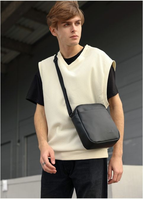 Сумка мессенджер черная из экокожи унисекс (R-70220001m-VS) Sambag (302450226)
