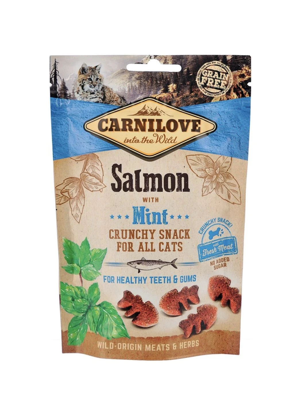 Ласощі Cat Crunchy Snack для котів, лосось та м'ята, 50 г Carnilove (368564790)