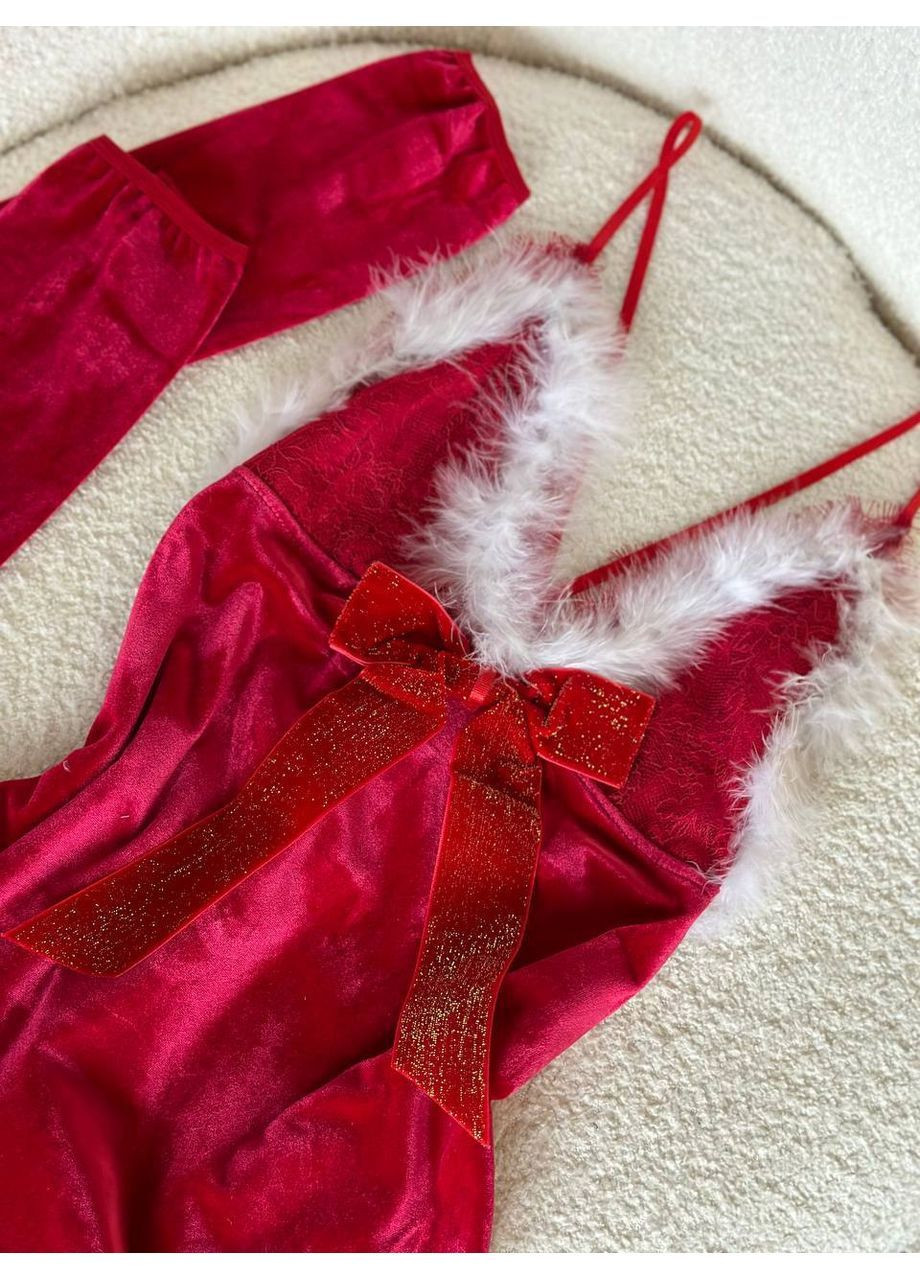 Червоний зимній новорічний образ з рукавичками Vakko