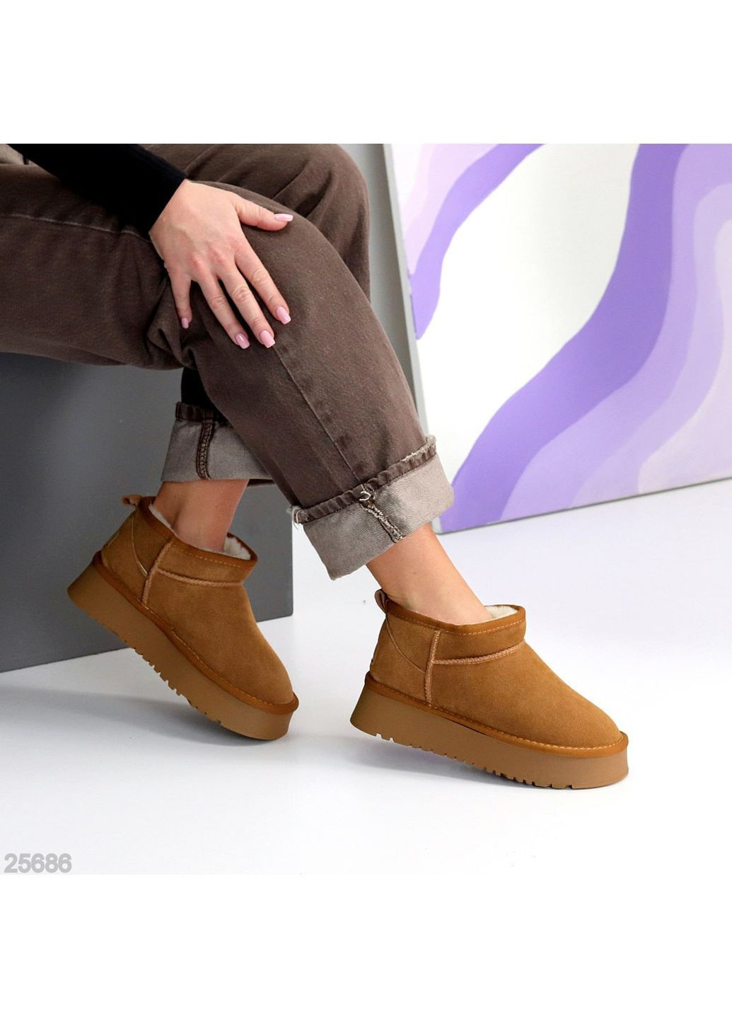 Короткие замшевые Угги Helen (364869841)