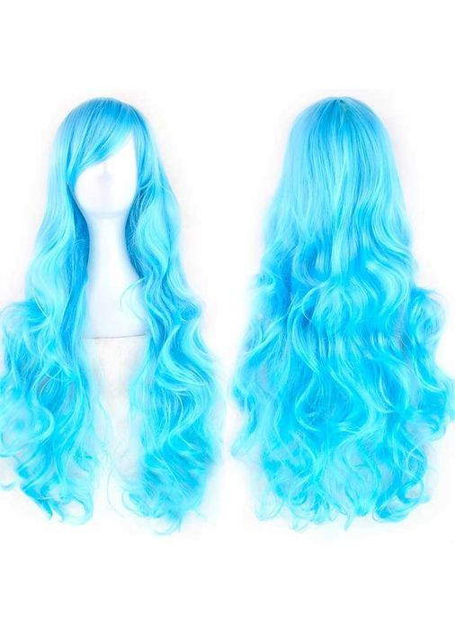 Парик волнистый аниме 80 см косплей "Голубой" No Brand (366892025)