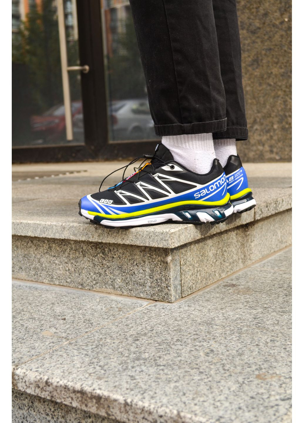 Черные демисезонные кроссовки мужские salomon xt-6 black blue саломон xt-6 No Brand