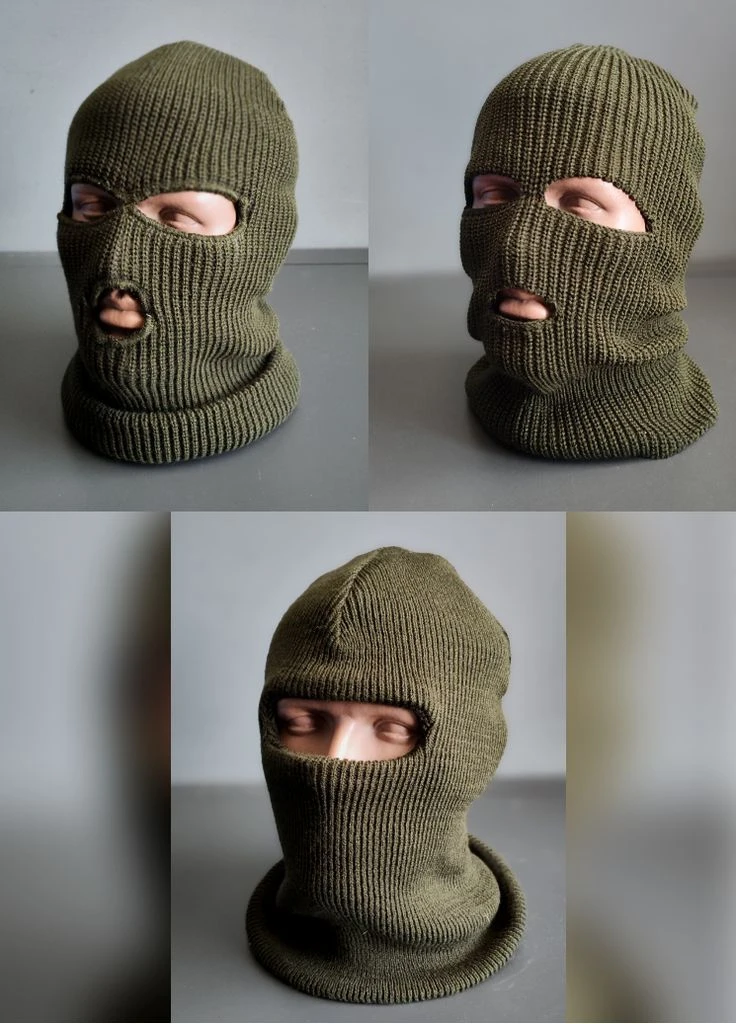 No Brand тактическая вязаная балаклава олива / балаклава с 3 отверстиями (тоньше) оливковый производство -
