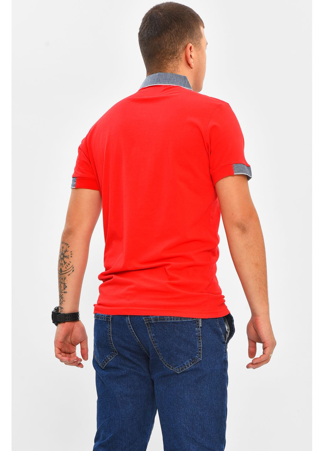 Червона футболка чоловіча однотонна червоного кольору Let's Shop