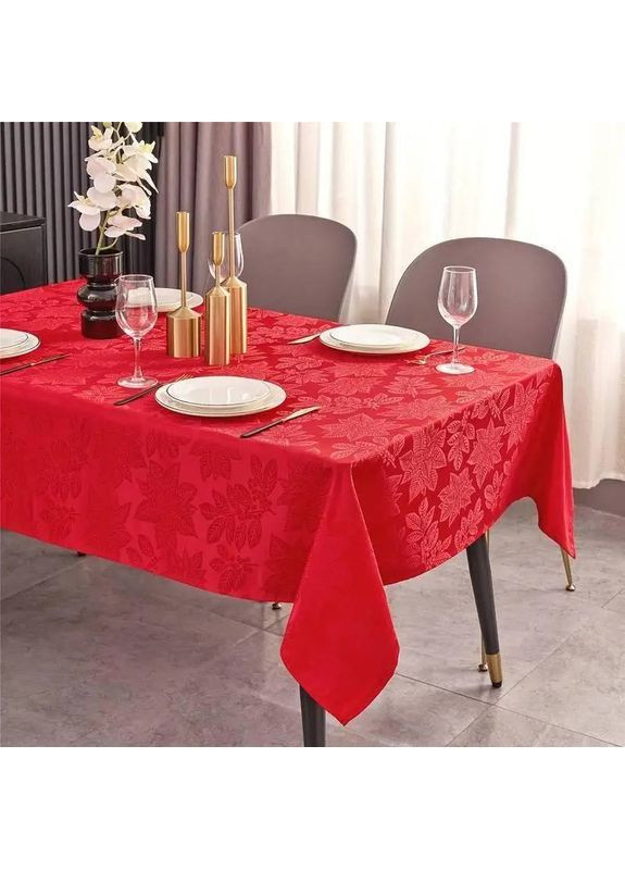 Жаккардовая скатерть Leeseph Рождественник 130×180см красная Мальва (369489875)