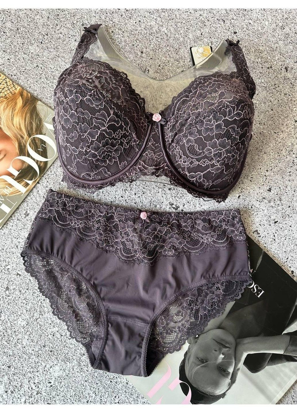 Бузковий жіноча білизна великого розміру комплект на чашку g Lanny Mode