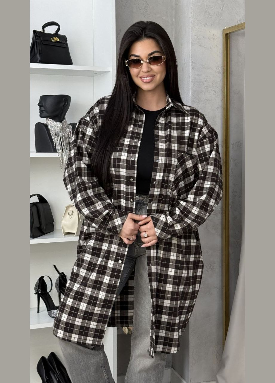 Коричнева ділова, повсякденний, кежуал, вечірня жіноча сукня-сорочка сукня-сорочка Україна в клітинку