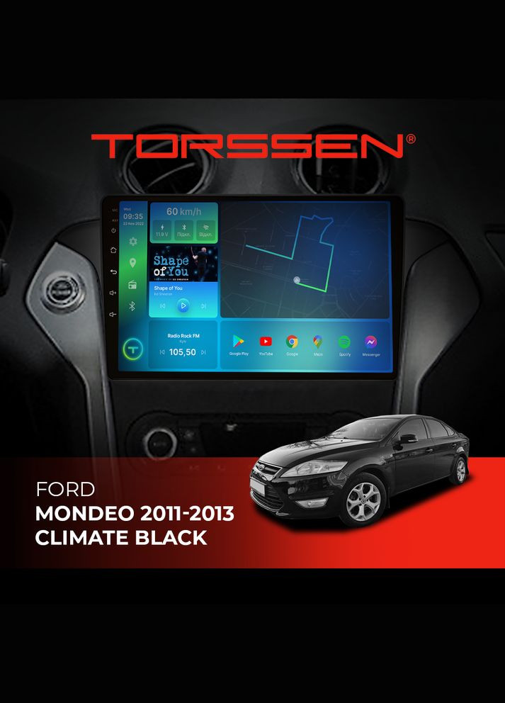 Штатна магнітола Ford Mondeo 11-13 climate black FL10 4+64Gb 4G Carplay DSP Torssen (307087718)