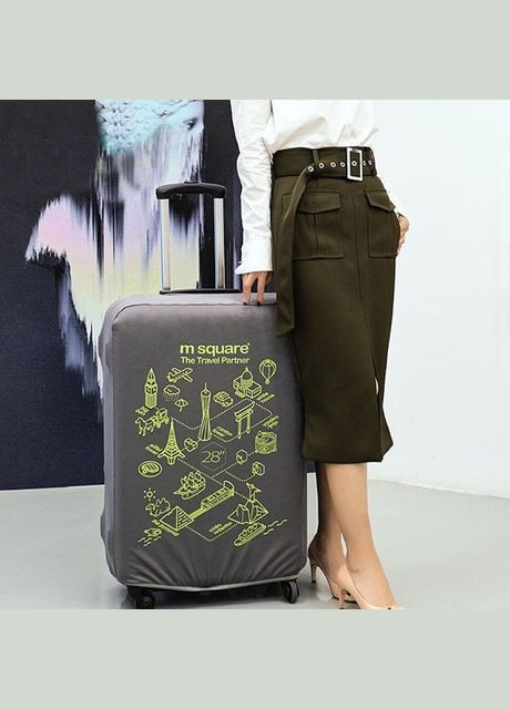 Чохол на валізу (S) (сірий з принтом) M Square (298410188)