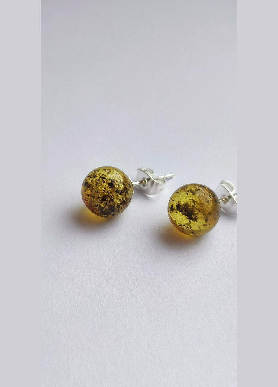 Сережки 2554 "гвоздики" з натурального бурштину з вкрапленнями срібло MINOV (311310507)