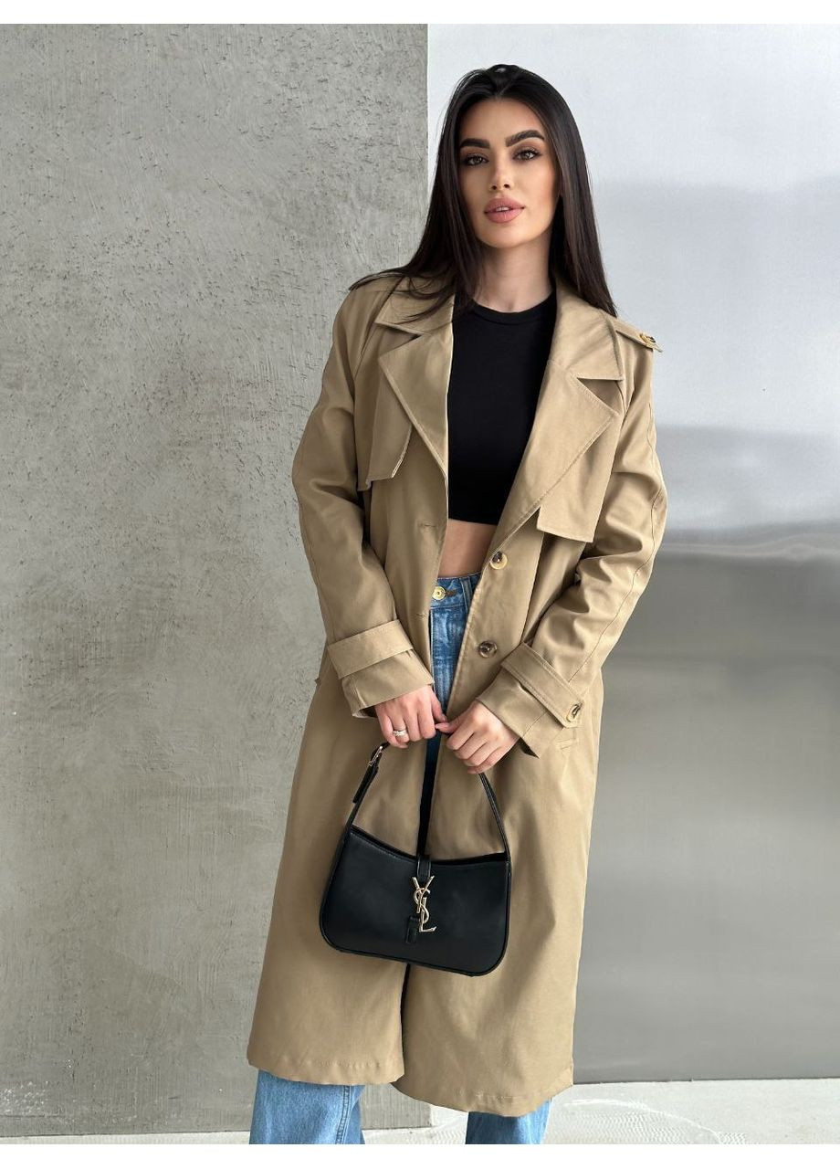 Стильный женский тренч из хлопка на подкладке — базовая модель для современных образов (замеры в описании) Vione на пуговицах демисезон (368708780)