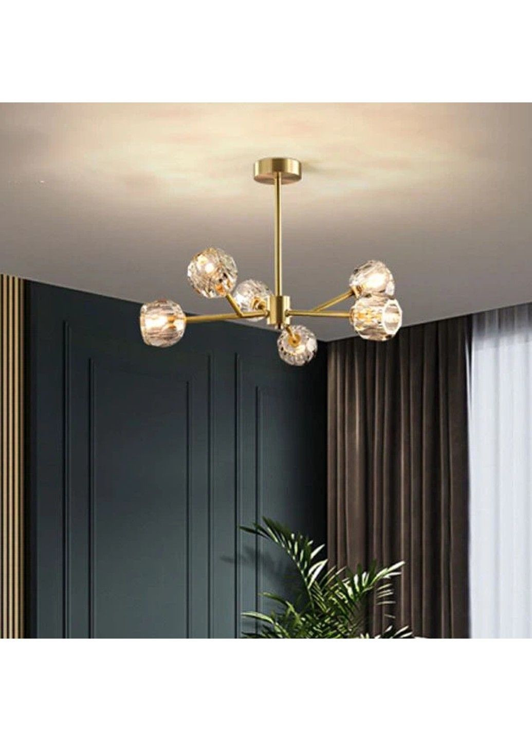 Світлодіодна кришталева люстра Барви 8613 (Золотиста) на 6 плафонів No Brand (331640443)