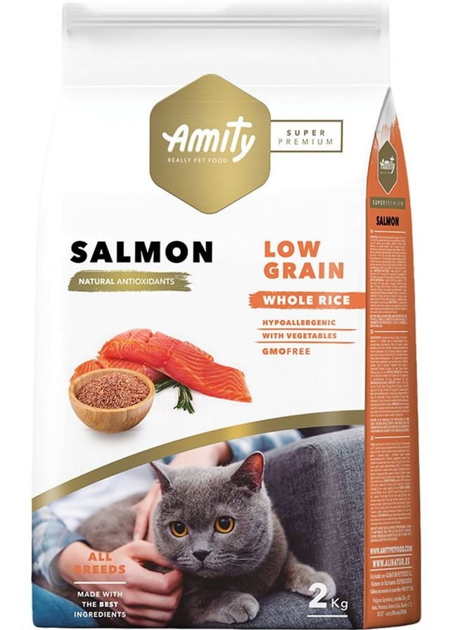 Сухой корм для взрослых кошек Super Premium Cat Salmon с лососем 2 кг (8436600820915) AMITY (364786584)