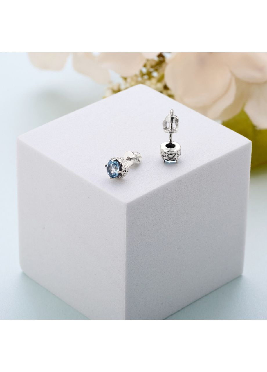 Пусеты серебряные Цефеида Голубой Топаз 925 Zirkon Skifska Etnika (364203049)