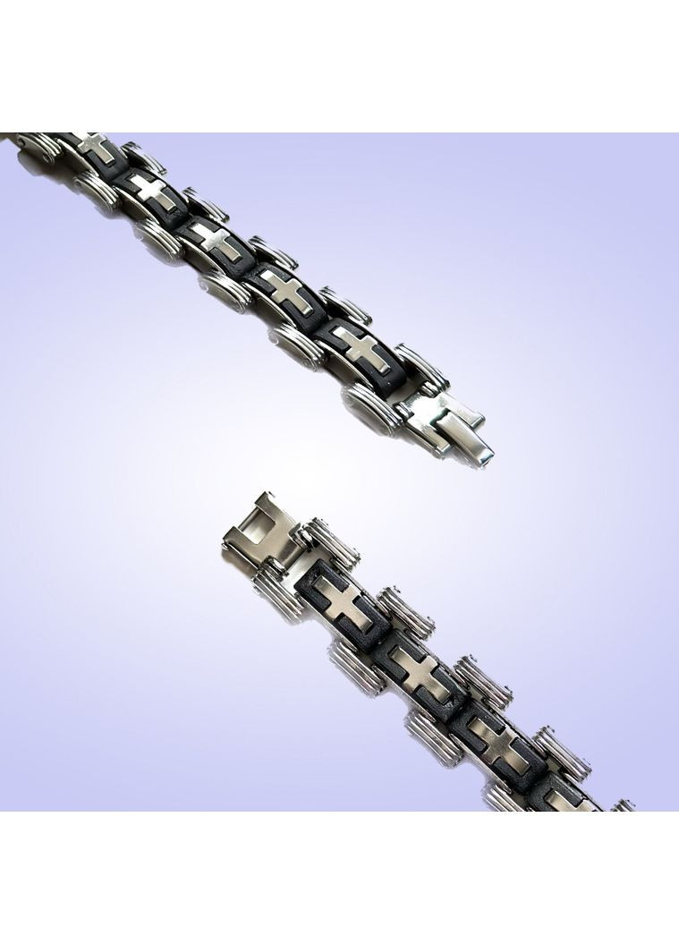 Чоловічий масивний браслет у вигляді ланцюга, з хрестами «Biker» з нержавіючої сталі China (367623300)