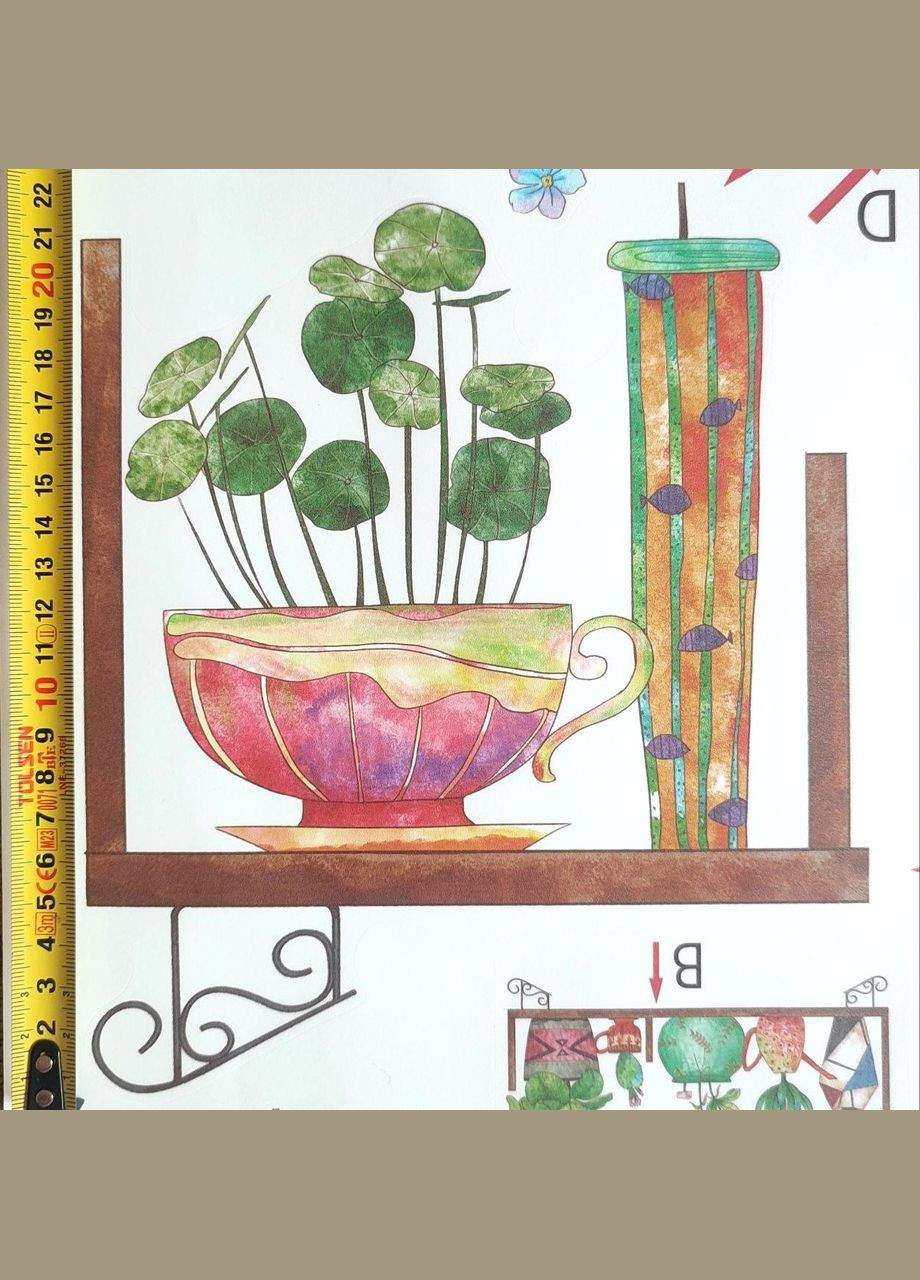 Вінілові наклейки 15 вазонів (лист 60 х 90 см) Б179-13 No Brand (337171707)