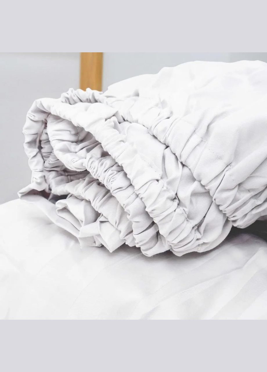 Простынь на резинке сатин страйп - 140x200+25 Белая Viluta (316450813)