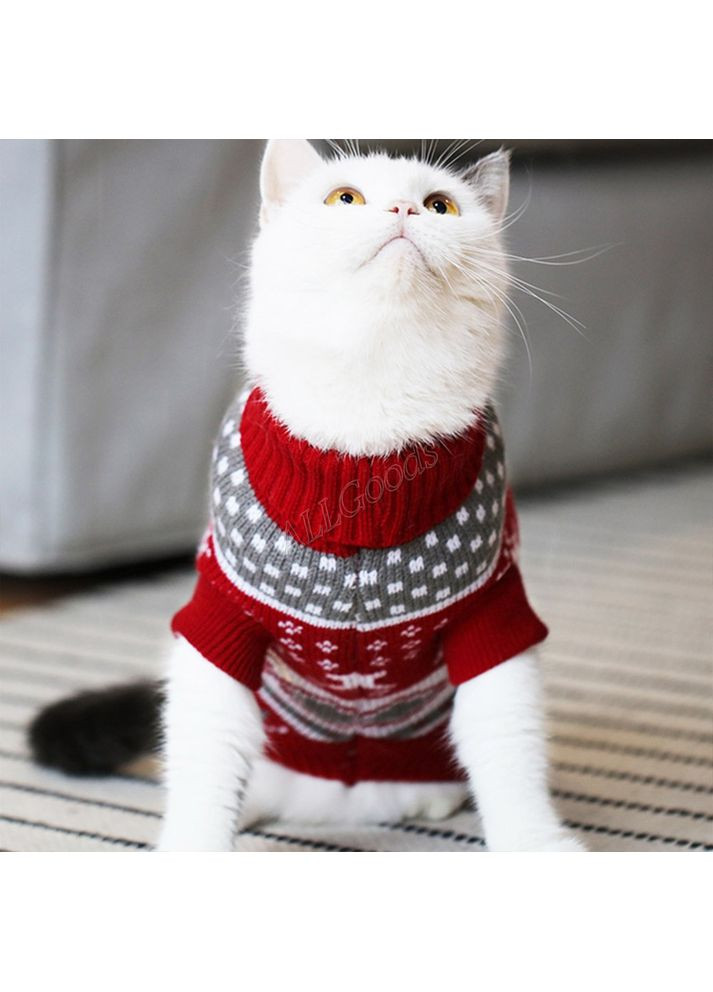 Светр новорічний для котів та невеликих собак довжина 35 см Розмір XL Nobrand (372128405)