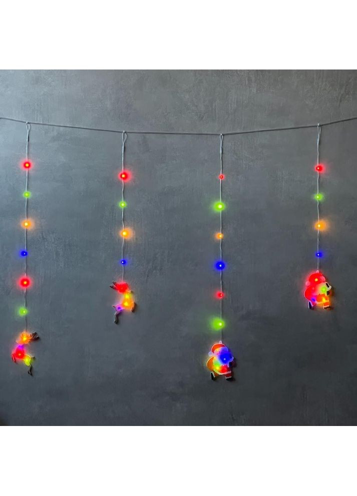 Гірлянда штора Санта та олені, 100 LED, різнокольорова, від електромережі No Brand (365822924)