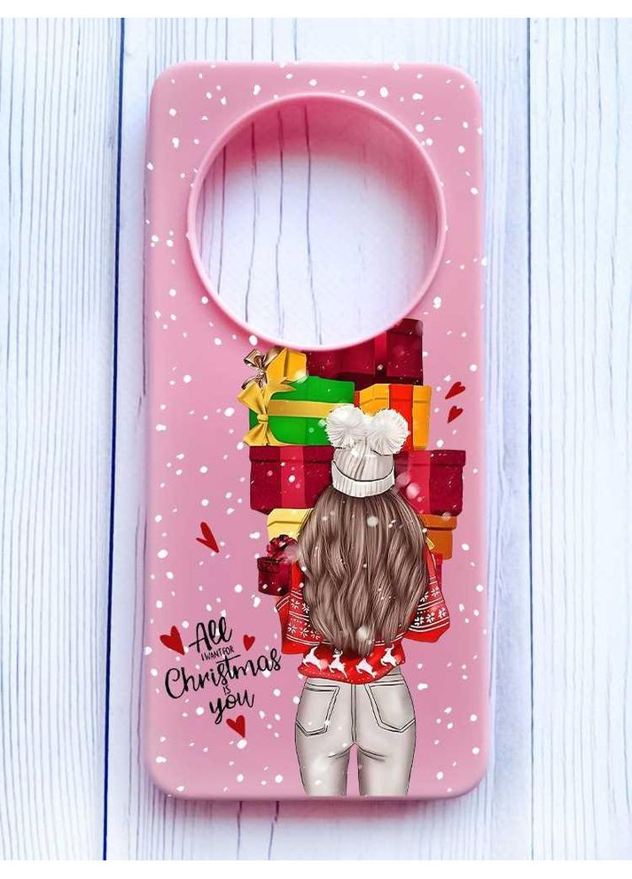 Матовий рожевий чохол на Xiaomi Redmi 14C/Poco C75 Дівчина з подарунками (принт 144) Creative (362967469)