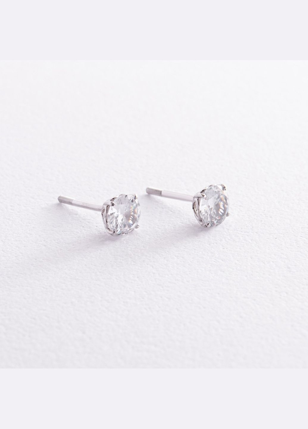 Сережки - пусети Сердечки у білому золоті (фіаніти) с06889 Oniks (264023848)