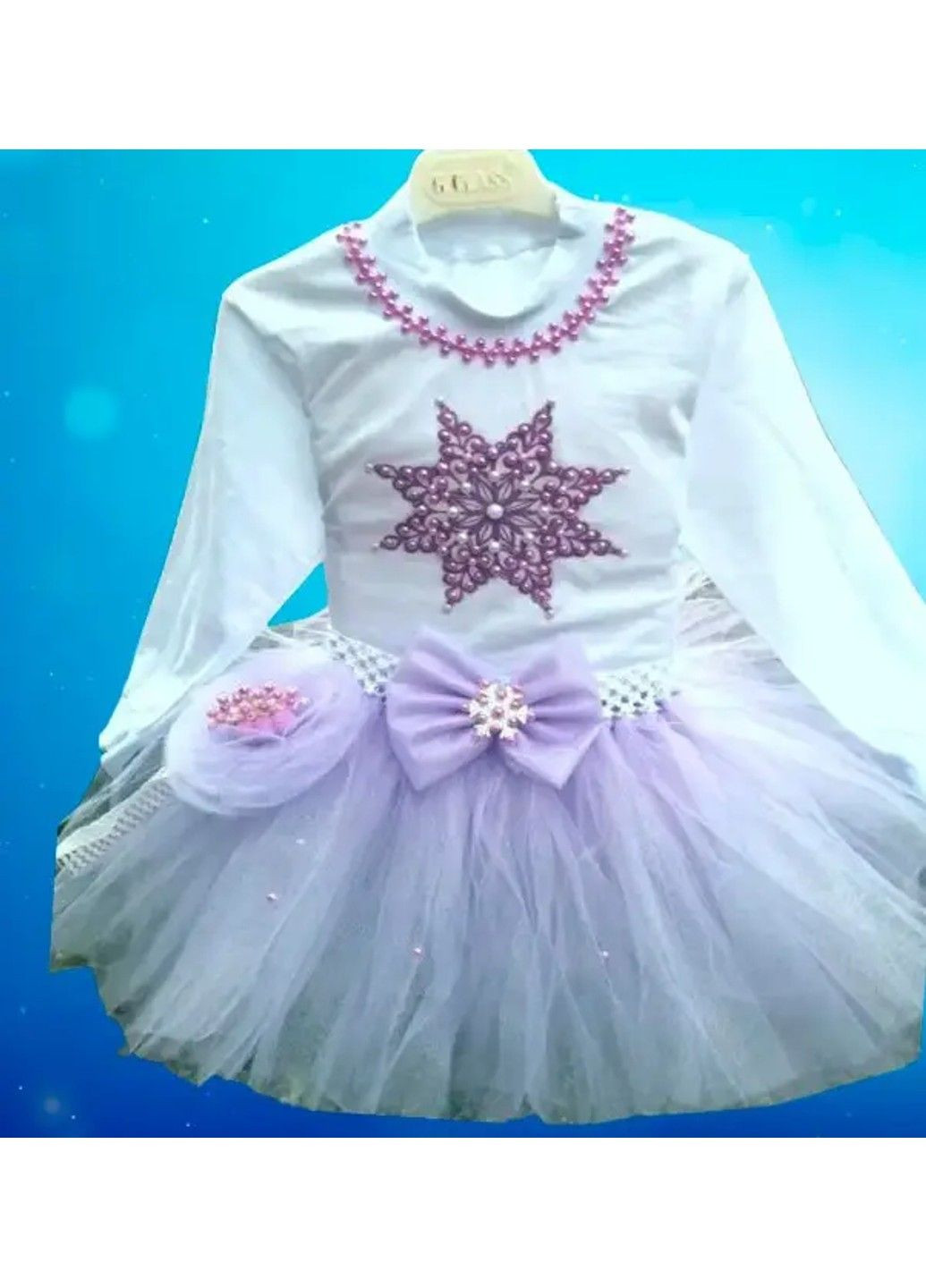 Білий нарядний костюм для дівчинки "сніжинка" - обруч, спідничка,реглан спідничний No Brand