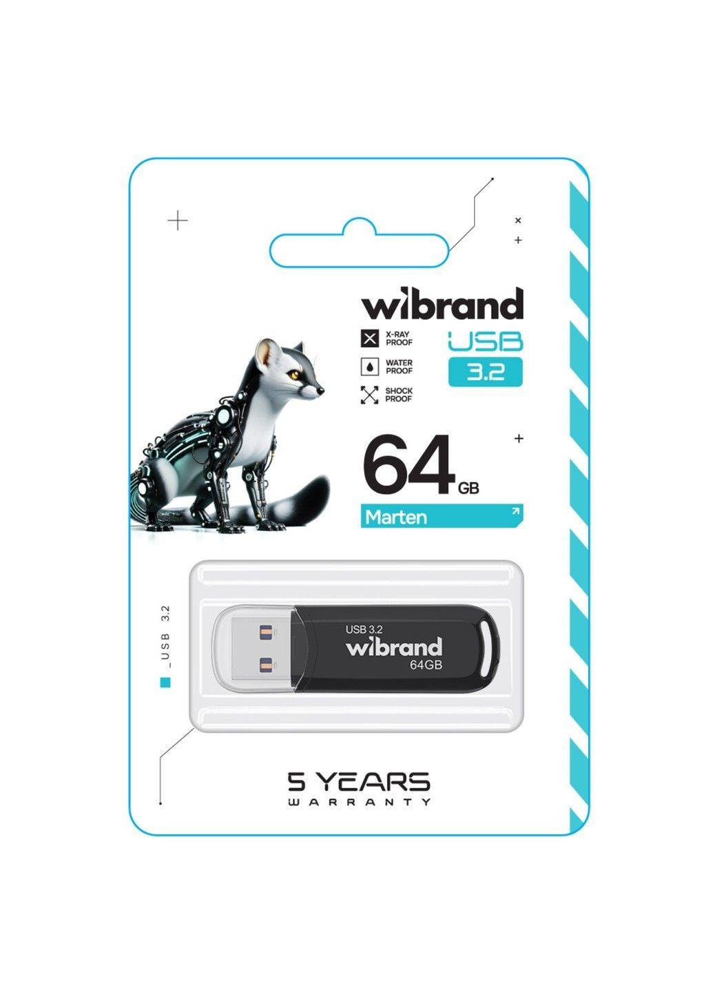 Флеш-накопичувач USB 3.2 Gen1 Marten 64GB Black Wibrand (369457995)
