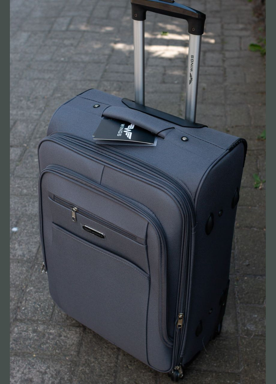 Чемодан тканевый 2501 размер М средний на 4 колесах, цвет черный Wings 2501/4 (338182661)