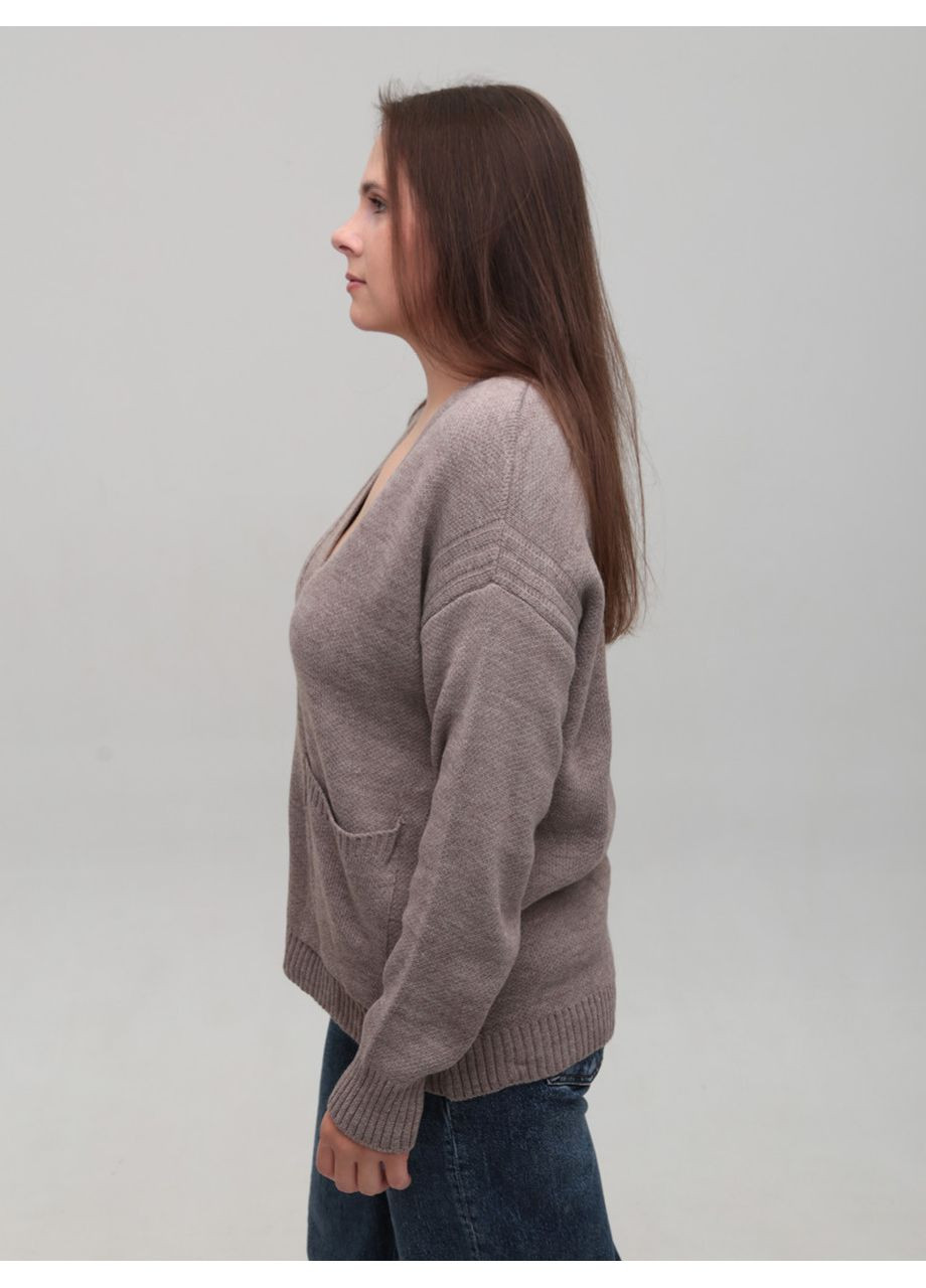 Жіночий кардиган темно-бежевий оверсайз Karon Пряма (361267833)