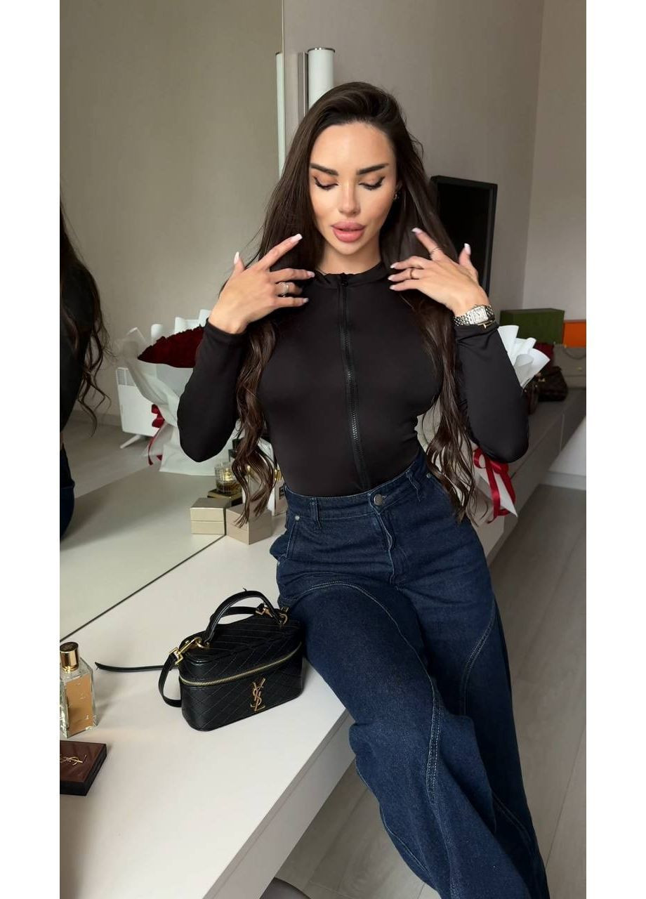 Стильный женский боди длинный рукав на молнии Nositi (366038808)