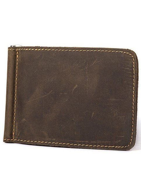 Компактный зажим для денег с 4 слотами для карточек из натуральной кожи коричневый (sku_14935) No Brand (329901820)