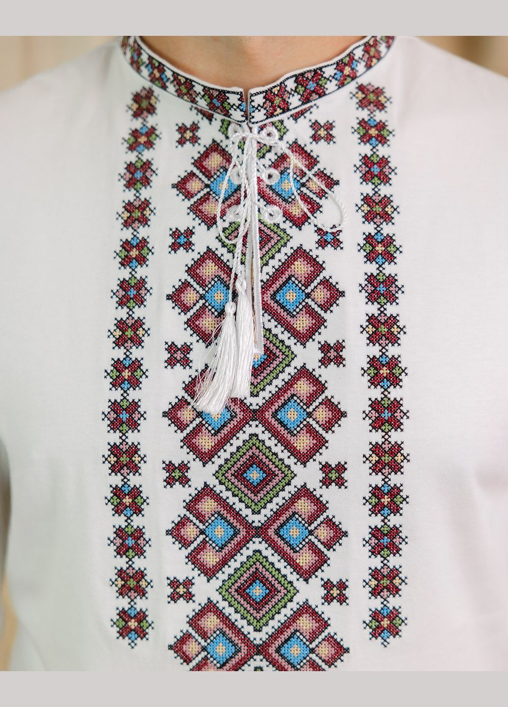 Біла футболка з вишивкою чоловіча xrmaster ізольд на білому s візерунок орнамент пряма трикотаж (347163991)