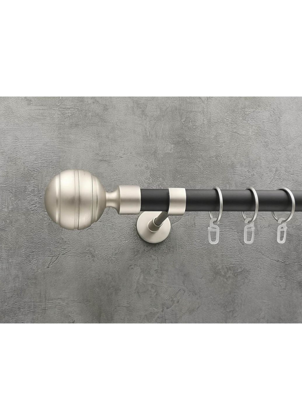 Карниз EM235 гладка штанга одинарний модерн 25 мм 400 см Сатин/Чорний матовий Quadrum (352778137)