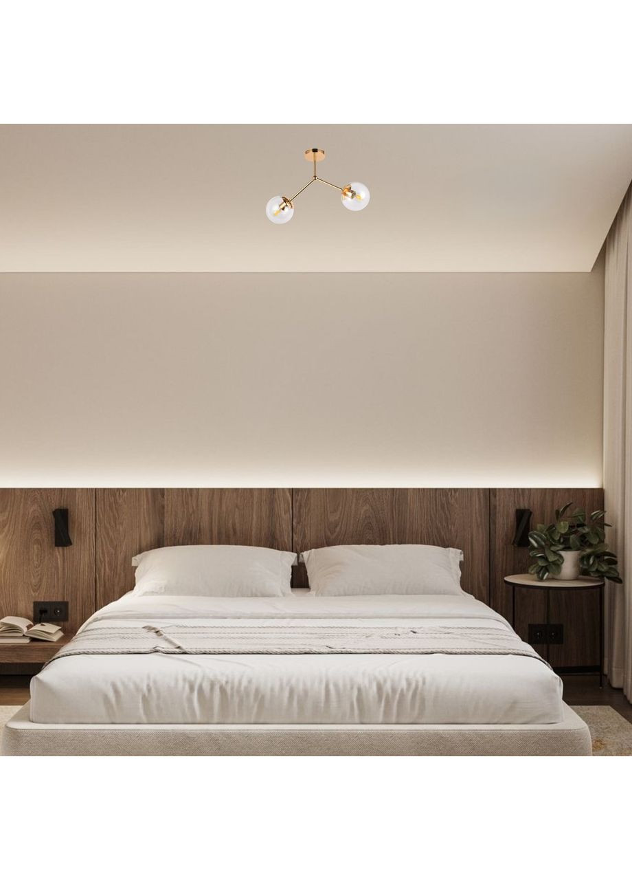 Потолочная люстра с двумя плафонами (52-9811-2 GD+CL) No Brand (371812459)