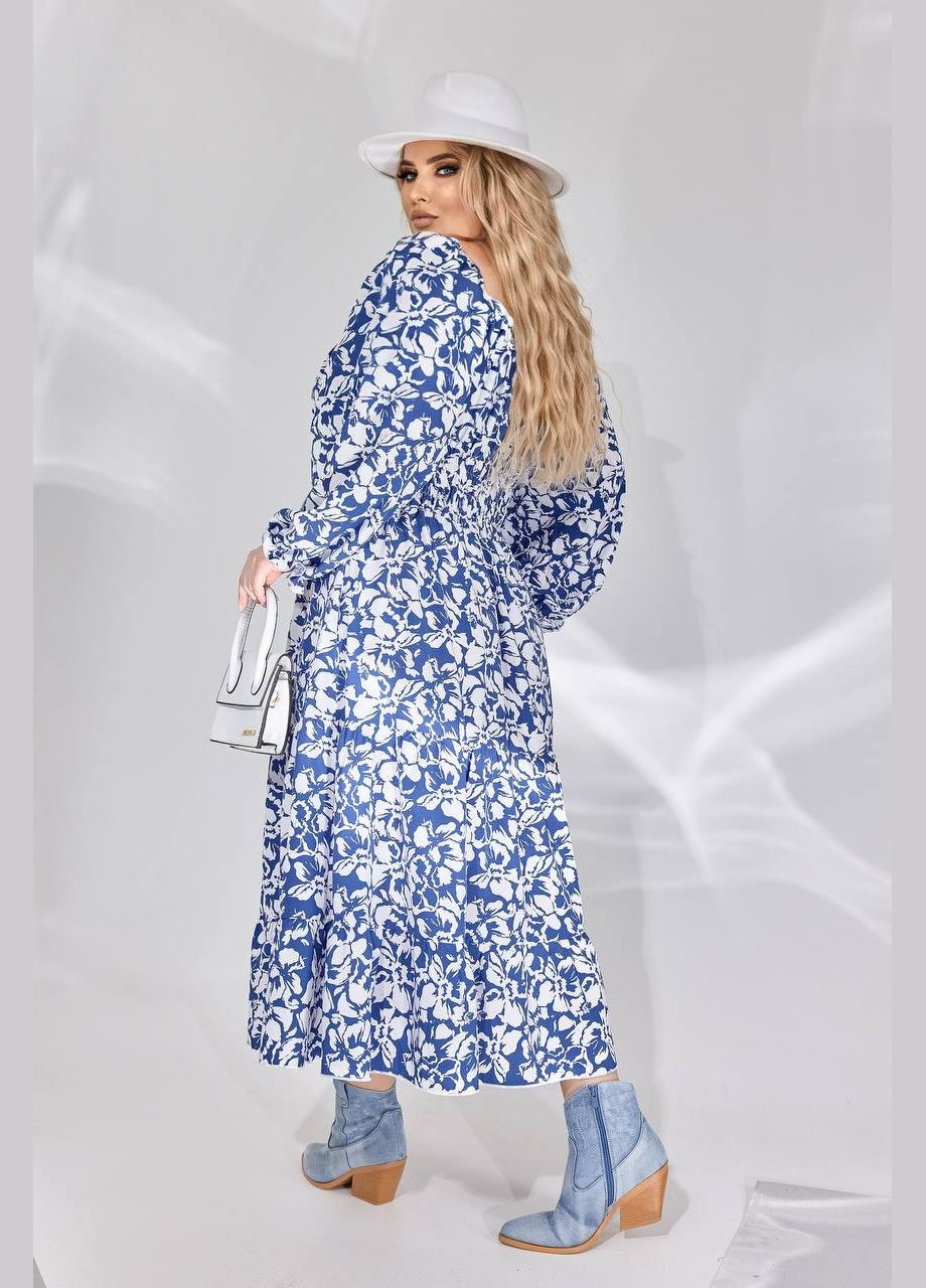 Синее женское свободное платье из софта цвет синий р.50/52 450393 New Trend
