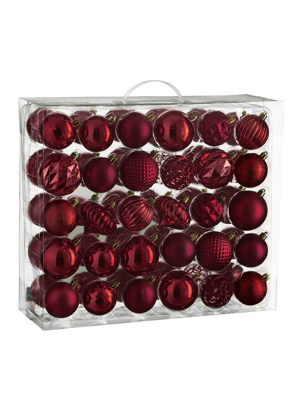 Ялинкові пластикові кульки і прикраси "House of Seasons" комплект 60 шт, Ø 7/6 см, бордові H&S (326025559)