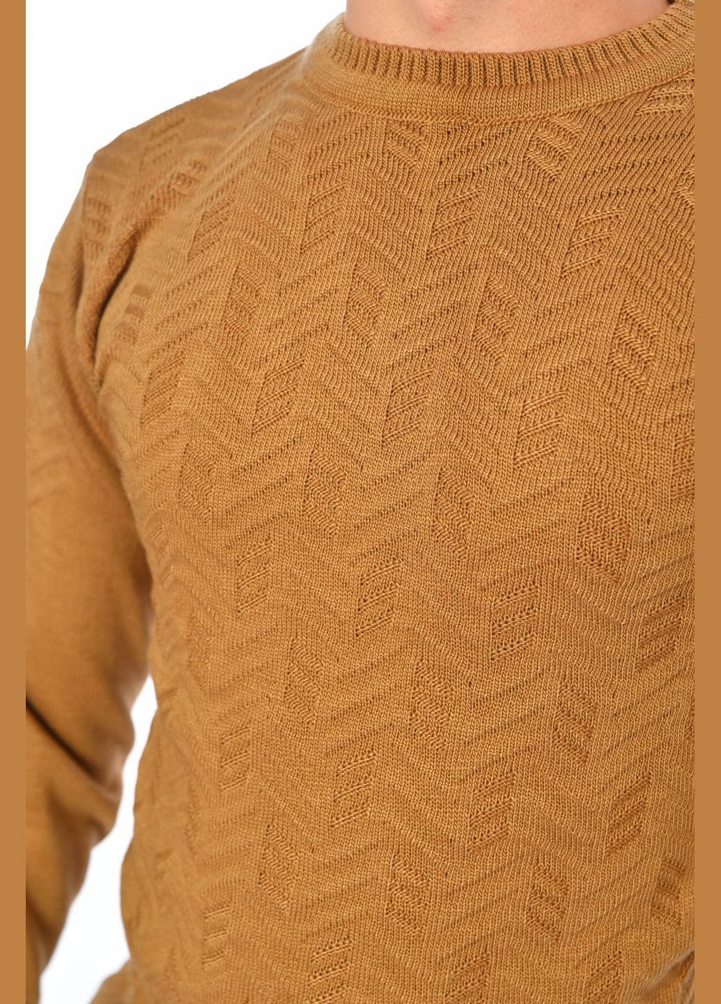 Коричневый демисезонный свитер мужской однотонный коричневого цвета пуловер Let's Shop