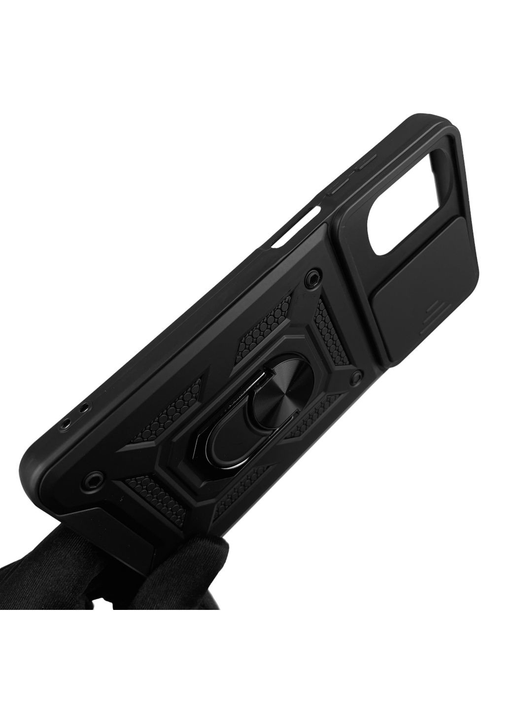 Чехол для Moto E32 бронированный с кольцом со шторкой на камеру на моторола е32 чёрный rg1 Motorola (366019225)