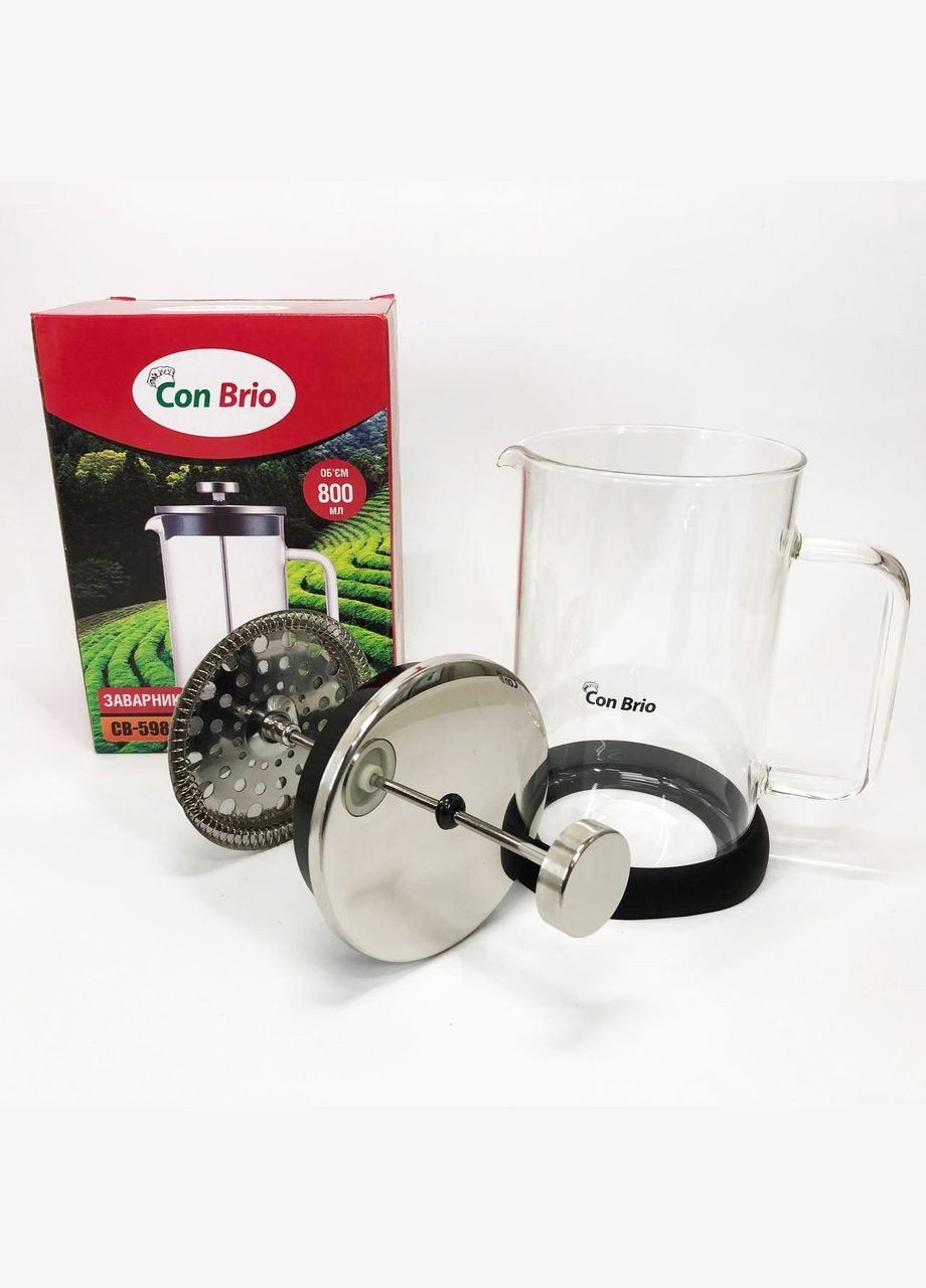 Стильний скляний чайник для заварювання CB-5980 800 мл, Заварочник KA-120 для кухні Con Brio (349512071)