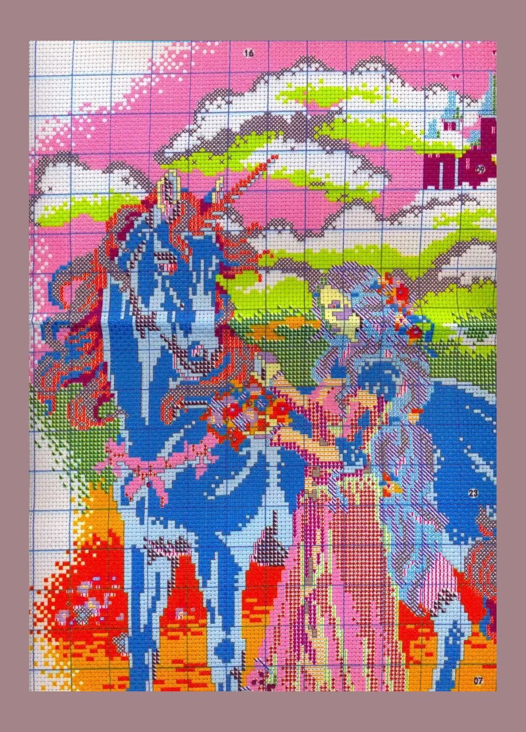 Набір для вишивання за нанесеною на канву схемою "White horse and princess".AIDA 14CT printed, 42*50 см Joy Sunday (313614612)