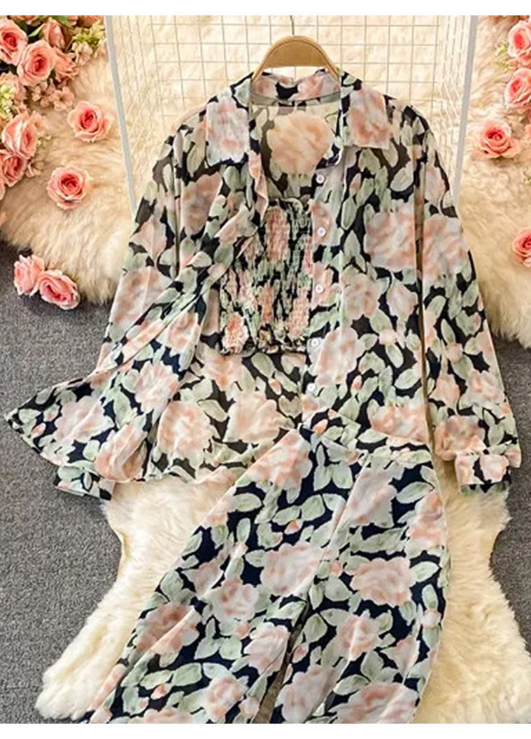 Жіночий шифоновий літній брючний костюм Синій Number Nine (363261686)