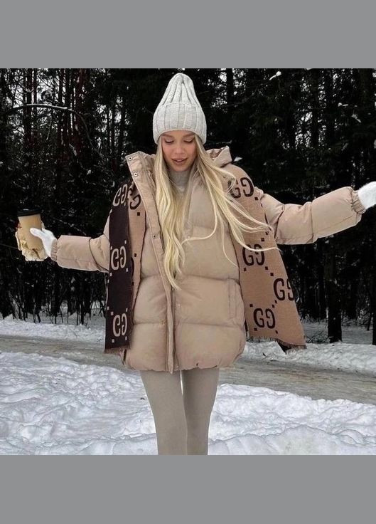 Бежевая демисезонная куртка двойная капюшон синтепон 250 No Brand